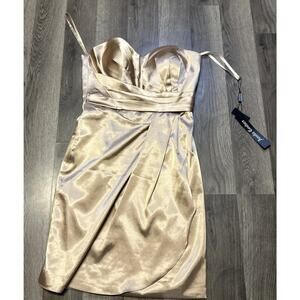 Amelia Couture Gold Dress Size 6 Bridesmaid Cocktail Short Bodycon New
